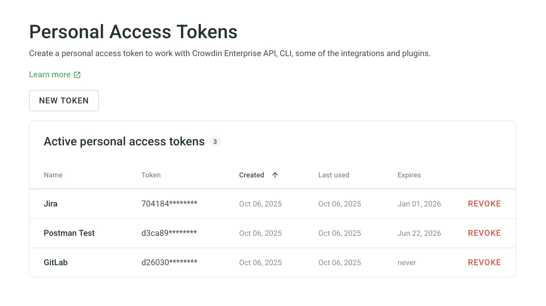 Personal Access Tokens